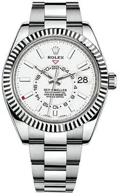 Rolex - Sky Dweller 42mm- Stainless Steel and White Gold - Fluted Bezel