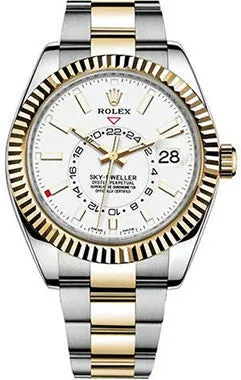 Rolex - Sky Dweller 42mm- Stainless Steel and Yellow Gold - Fluted Bezel