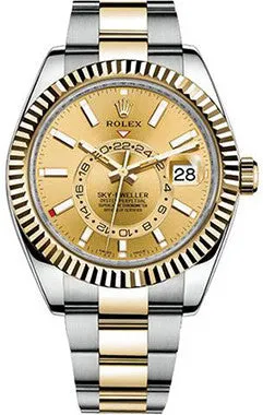 Rolex - Sky Dweller 42mm- Stainless Steel and Yellow Gold - Fluted Bezel