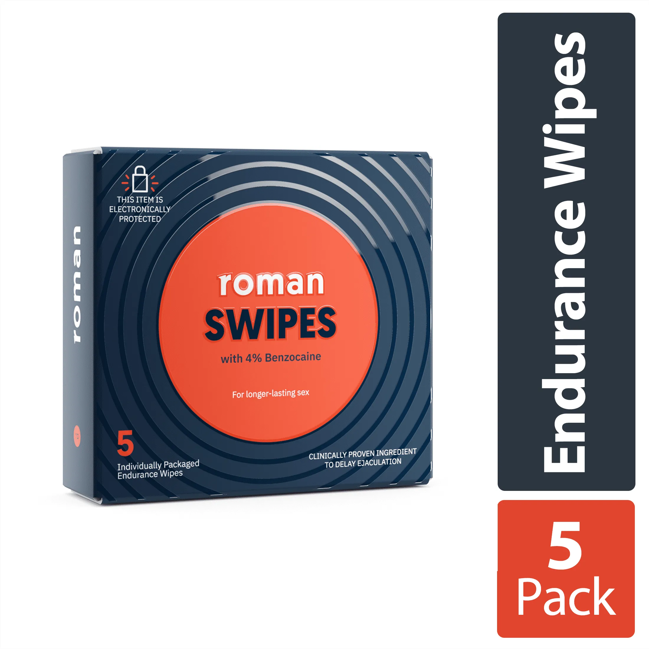 Roman Swipes: 4% Male Desensitizing Benzocaine Wipes, 5 Pack