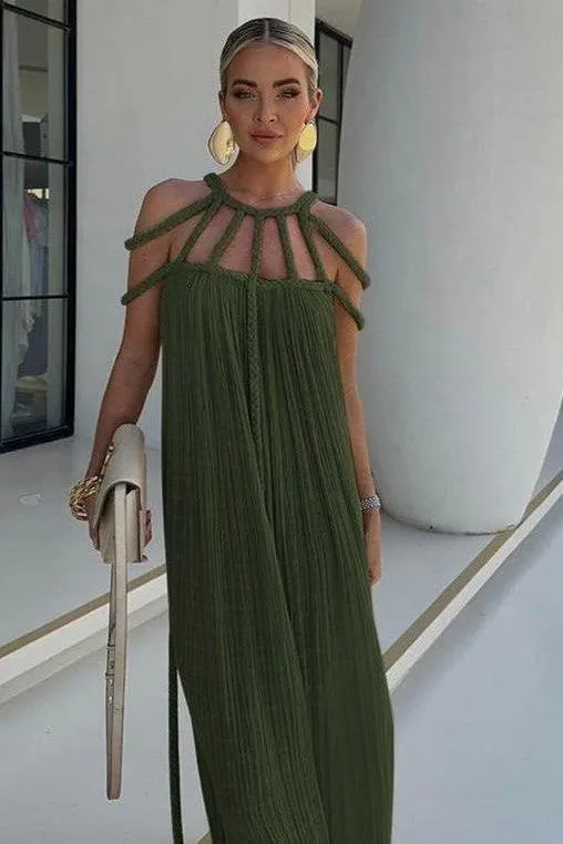 Rope Strapless Halter Neck Loose Dress