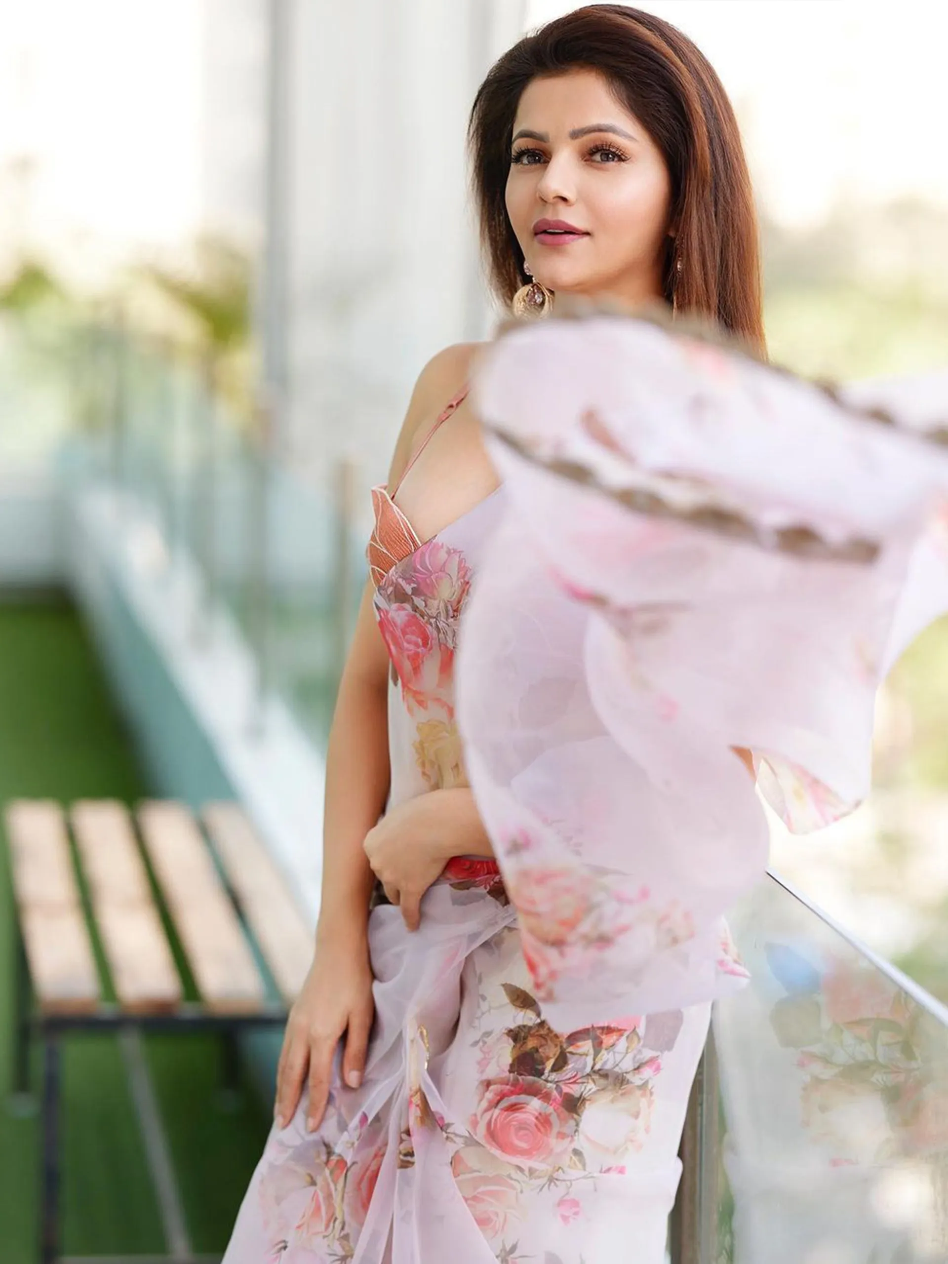 Rose Breeze Printed Organza Saree
