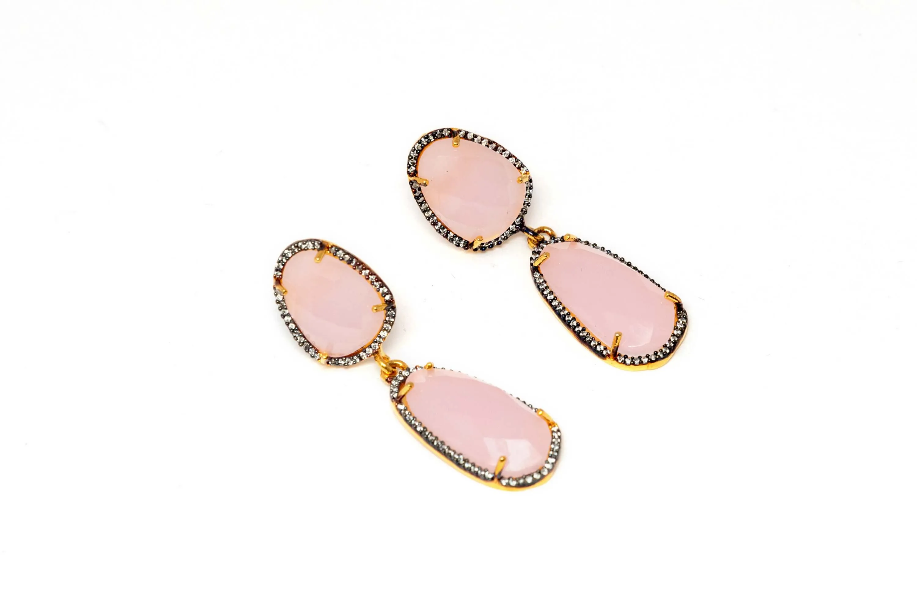 Rose Quarts Dangle Earrings