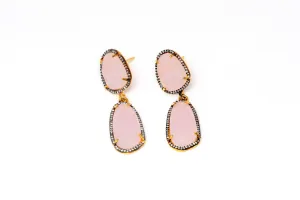 Rose Quarts Dangle Earrings