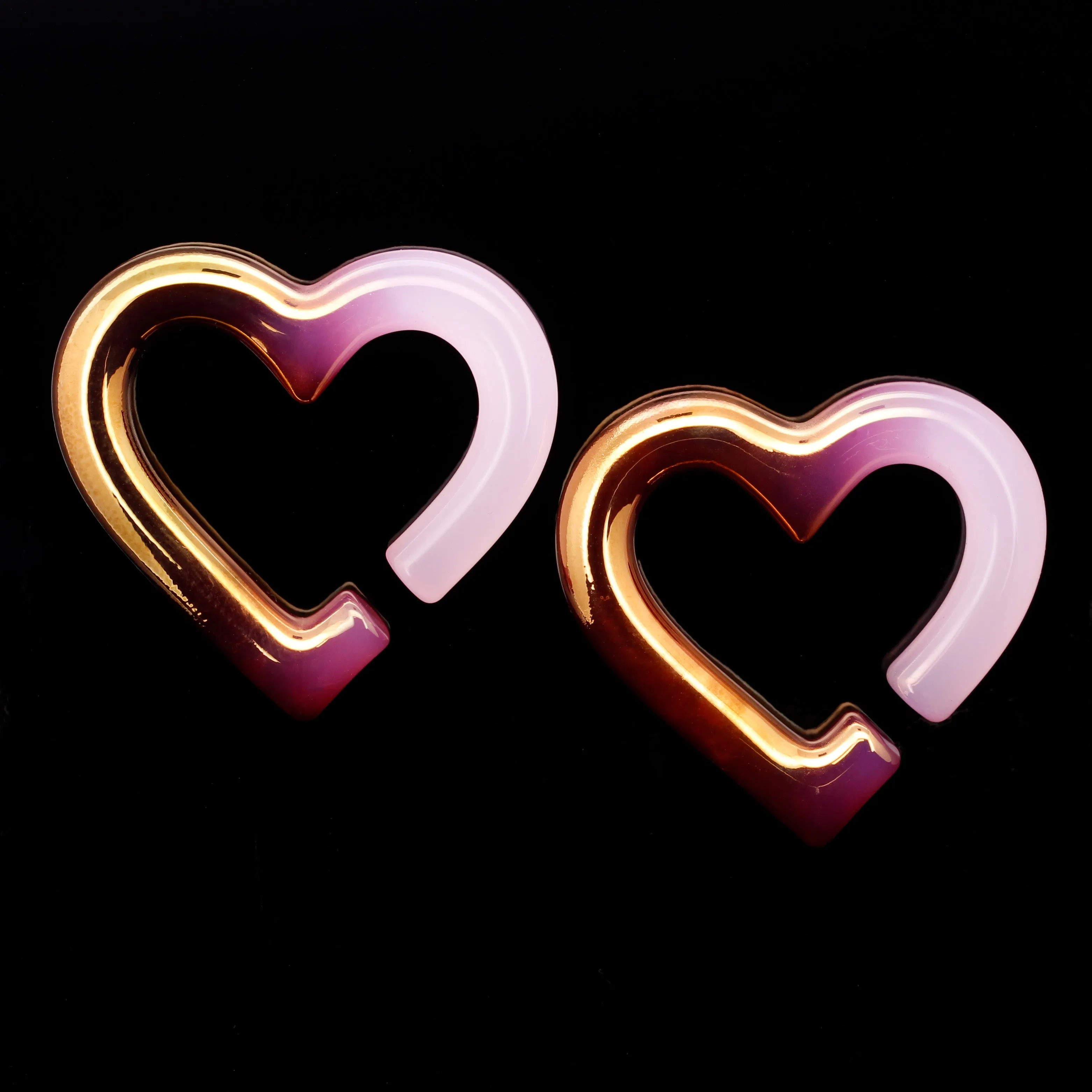 Rose Quartz   22kt Yellow Gold Mini Hearts - 2ga (6.5mm)
