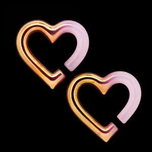 Rose Quartz   22kt Yellow Gold Mini Hearts - 2ga (6.5mm)