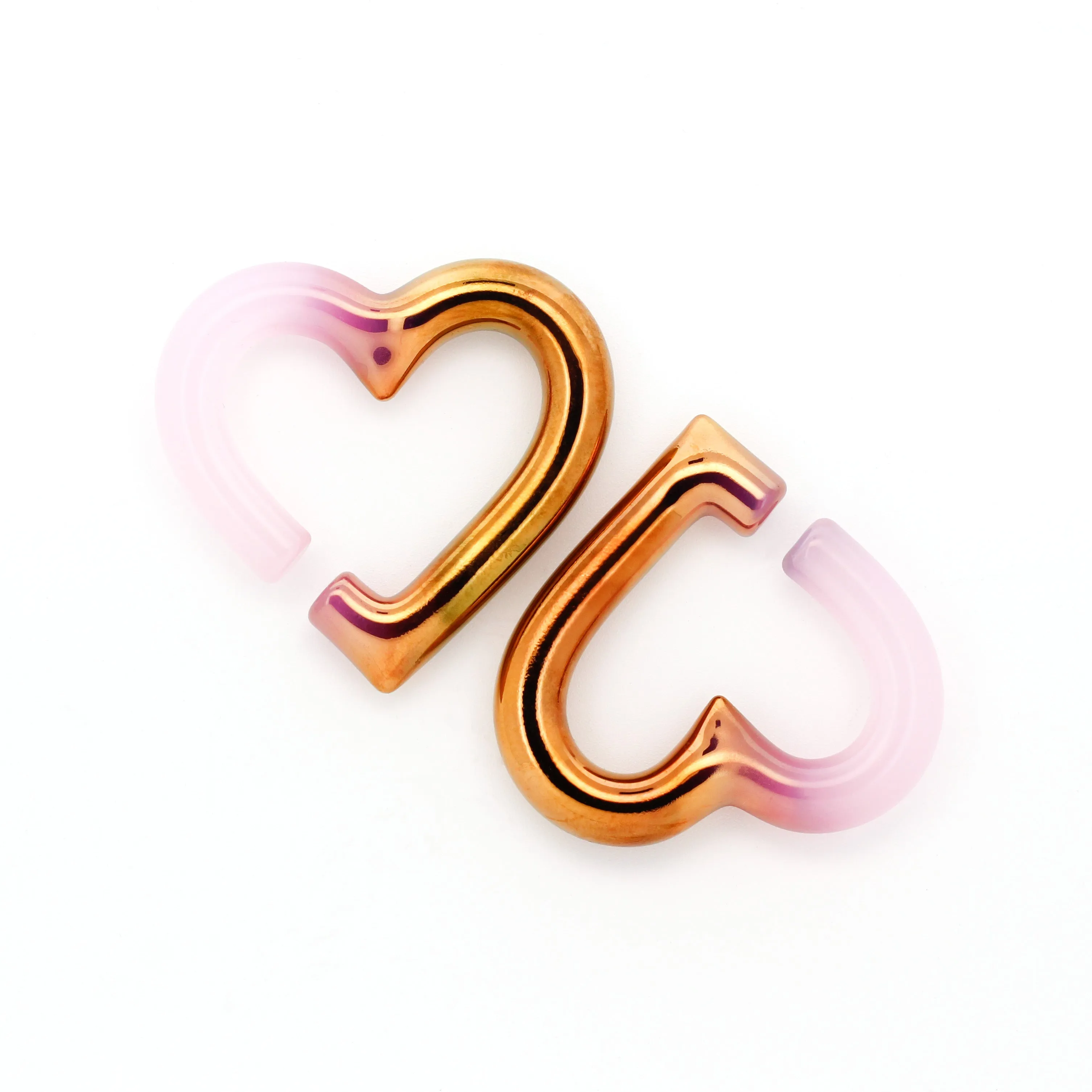 Rose Quartz   22kt Yellow Gold Mini Hearts - 2ga (6.5mm)