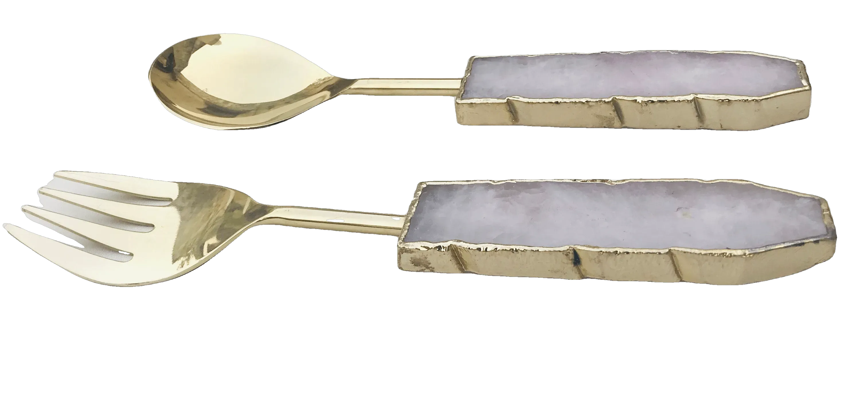 Rose Quartz Agate Salad Server - Set of 2