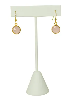 Rose Quartz Bezel Drop Earrings