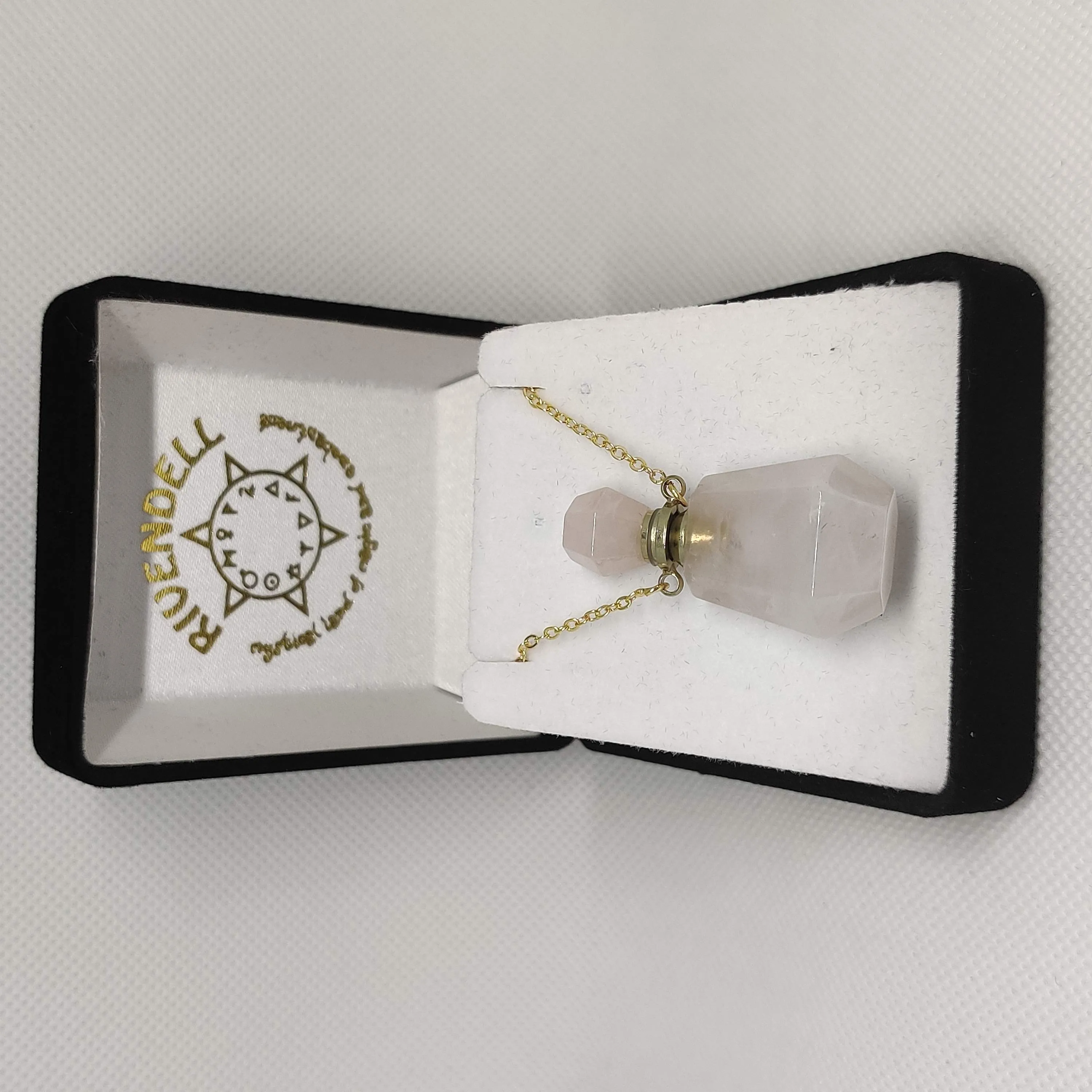 Rose Quartz Crystal Mini Perfume Bottle Necklace