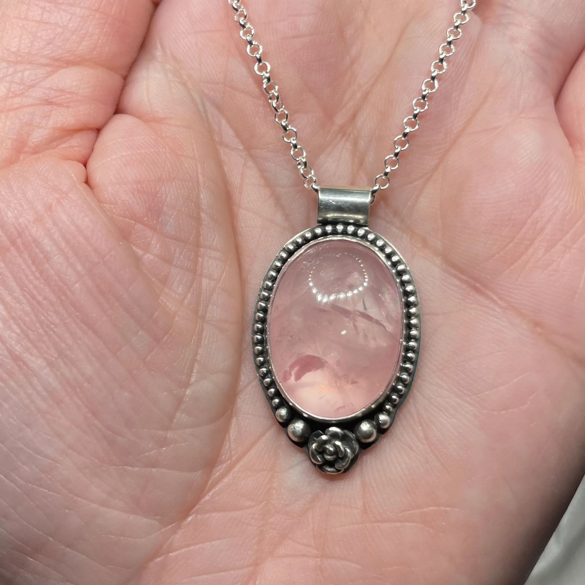 Rose Quartz Gemstone Pendant Necklace