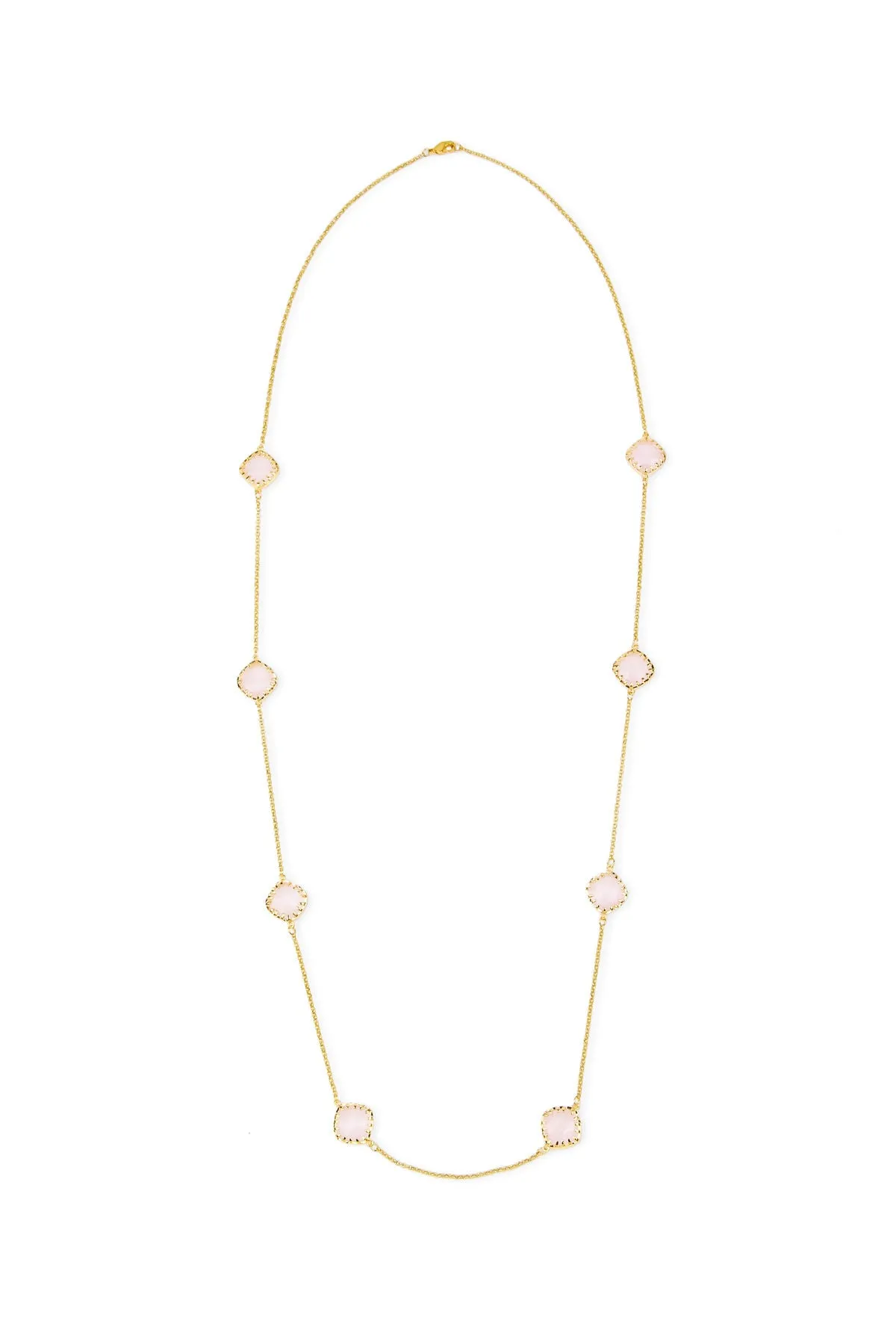 Rose Quartz Gold Drop Necklace