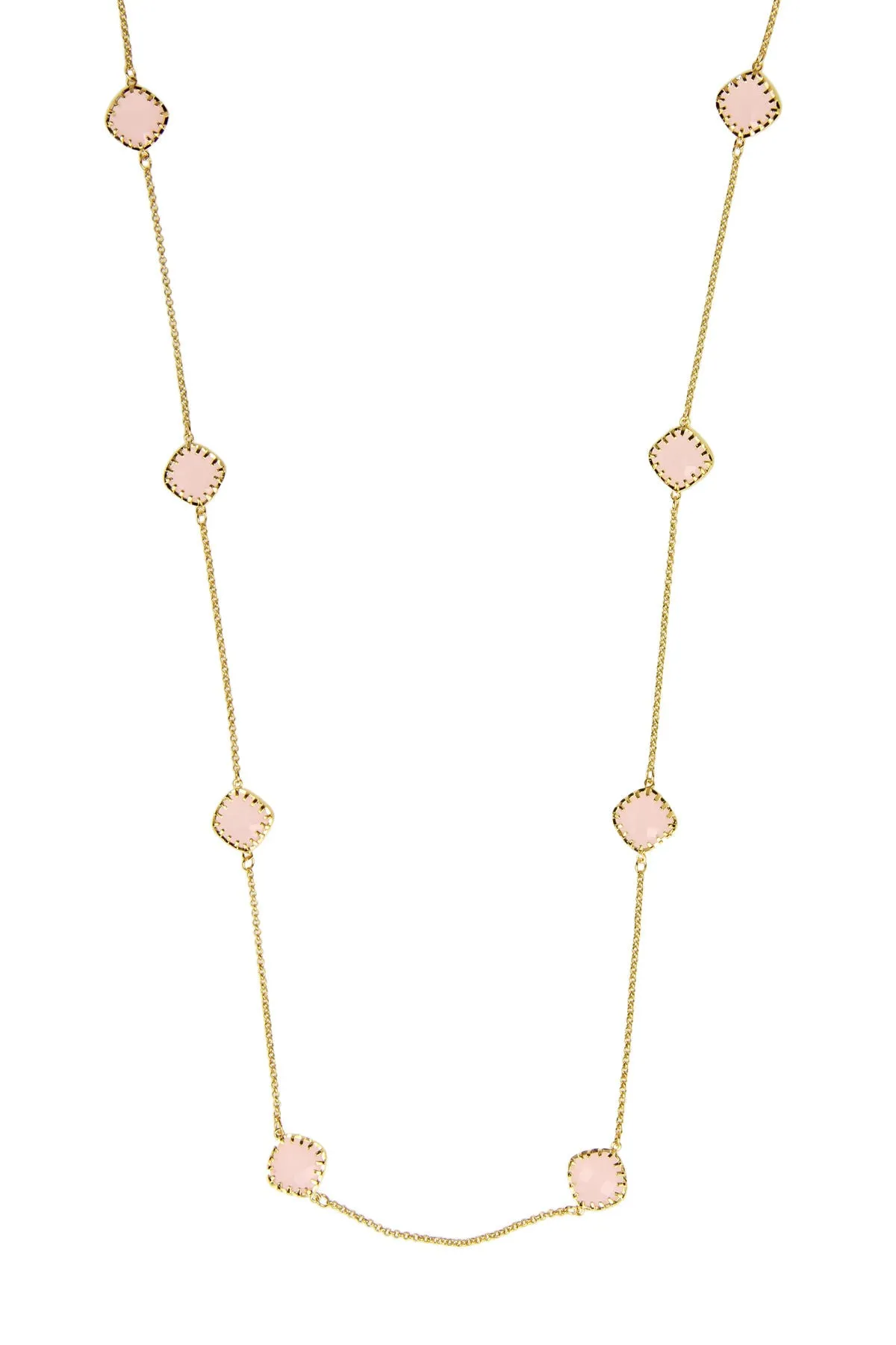 Rose Quartz Gold Drop Necklace