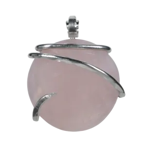 Rose Quartz Handmade Crystal Pendant Wrapped in Silver