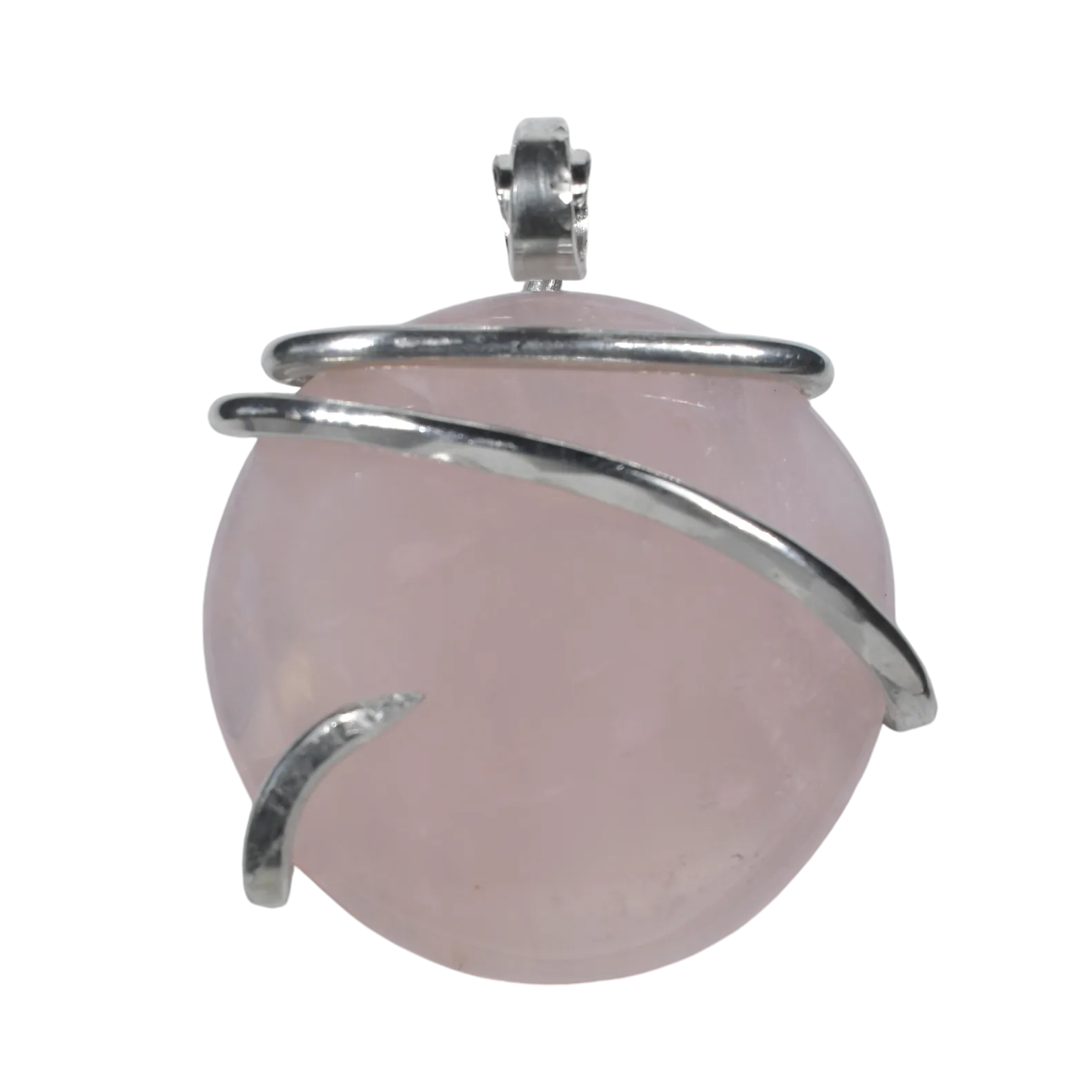 Rose Quartz Handmade Crystal Pendant Wrapped in Silver