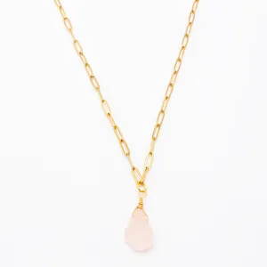 Rose Quartz - Paper Clip Necklace