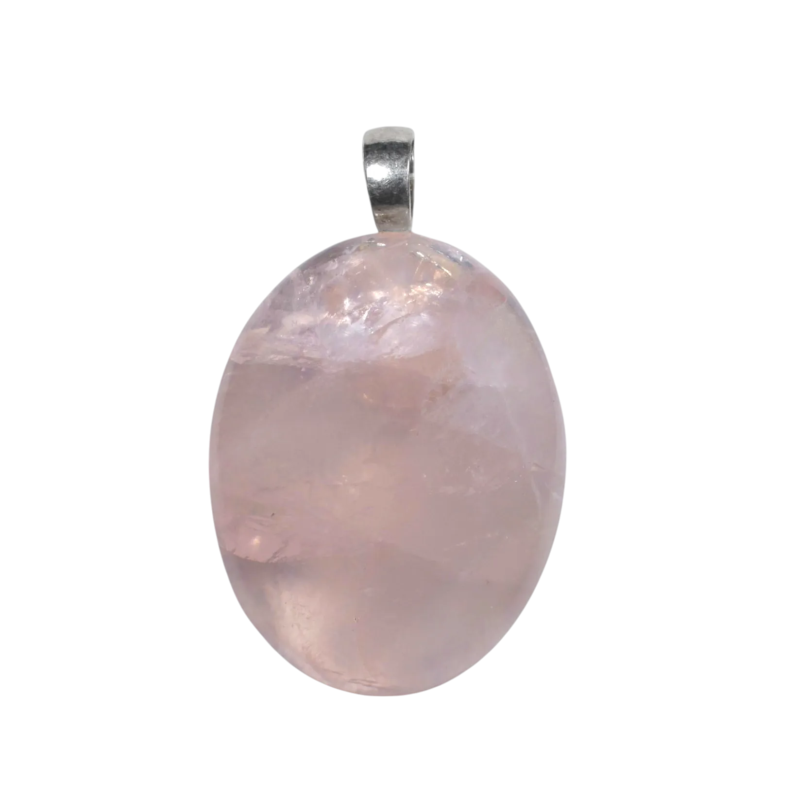 Rose Quartz Silver Pendant with Silver Bail
