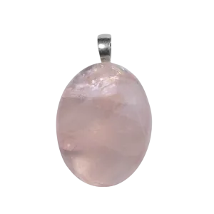 Rose Quartz Silver Pendant with Silver Bail