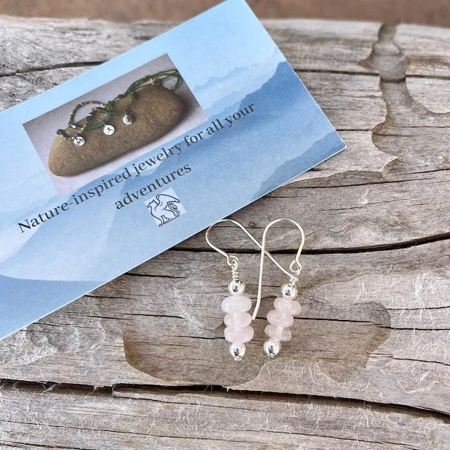 Rose quartz stack earrings