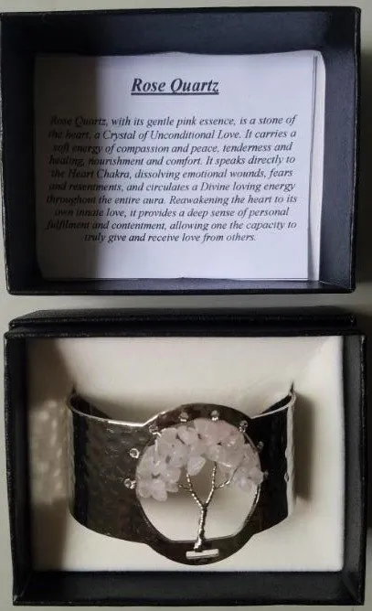 Rose Quartz Tree of Life Silver Plated Bracelet