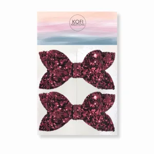Roseberry Pigtail Glitter Hair Bows