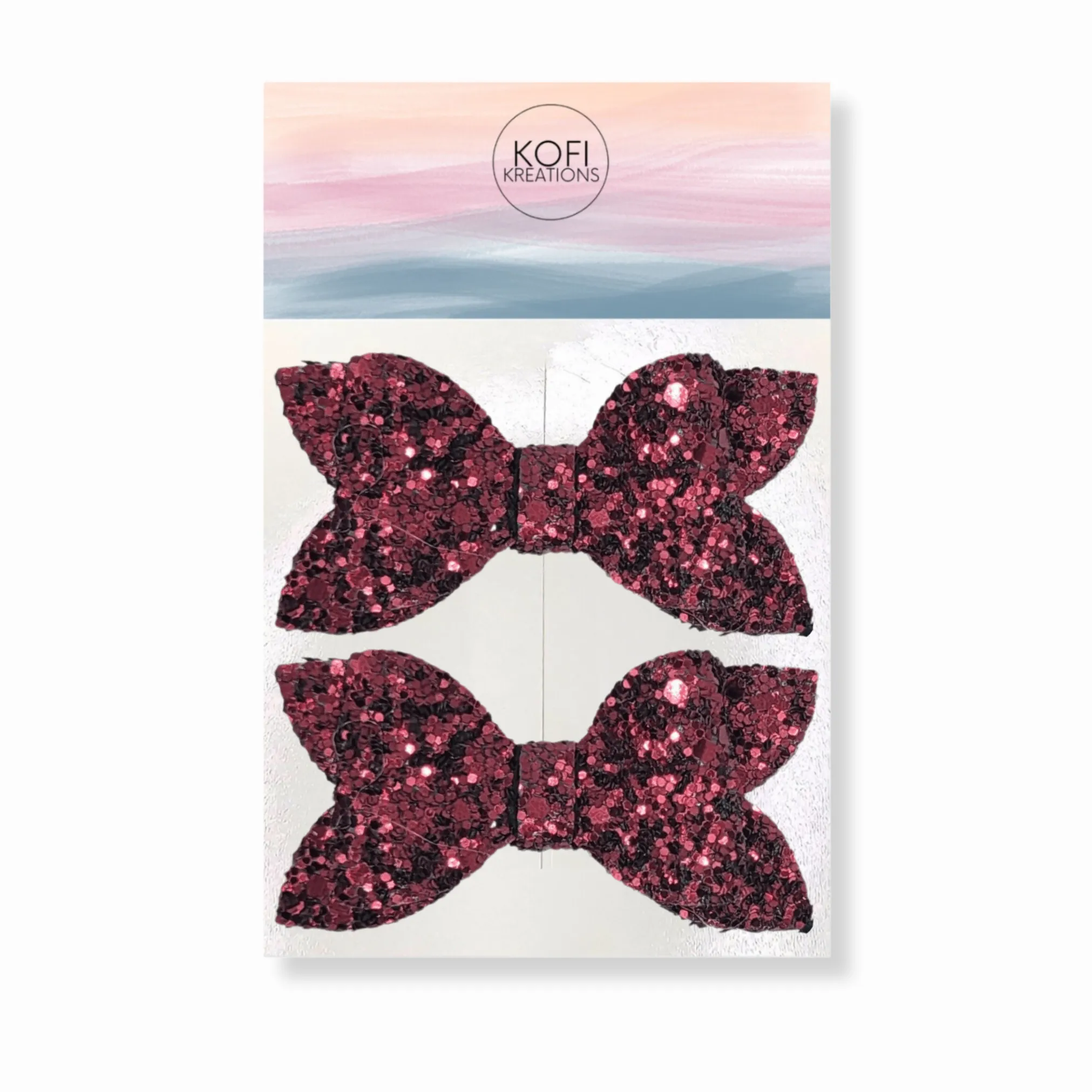 Roseberry Pigtail Glitter Hair Bows