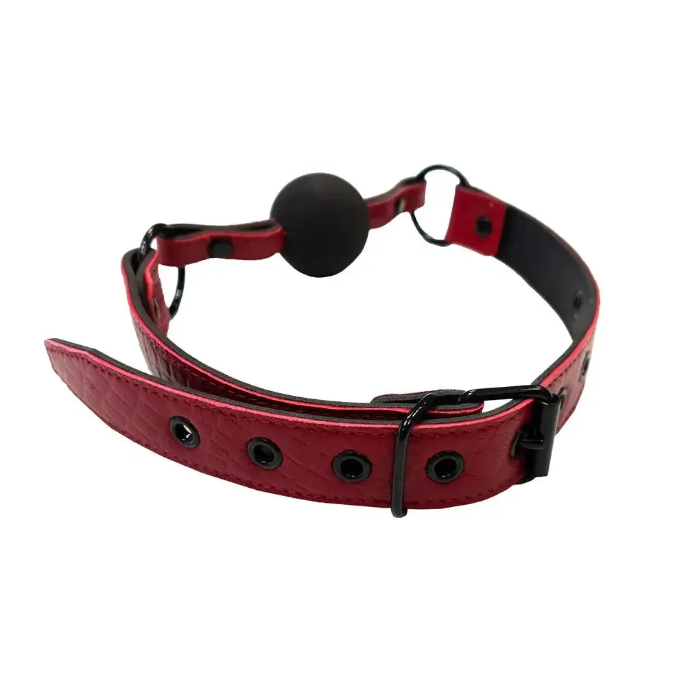 Rouge Garments Leather Croc Print Ball Gag with Black Accessories