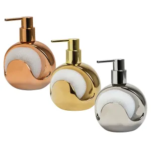 Round Ceramic Soap Dispenser XL   Scrubber Combo Asst.-Metallic colors