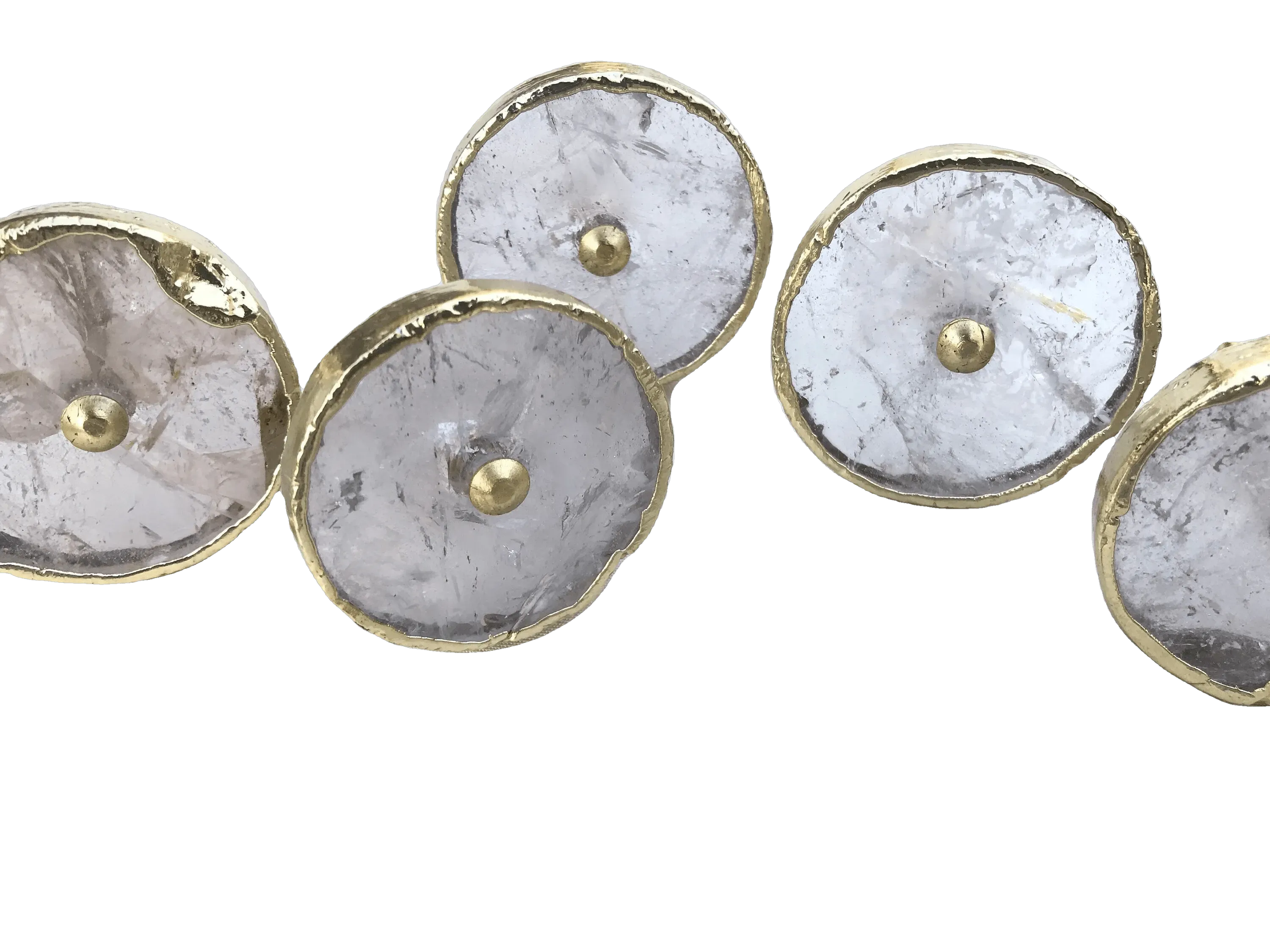 Round Clear Quartz Cabinet Door Pull Handle - Set of 6
