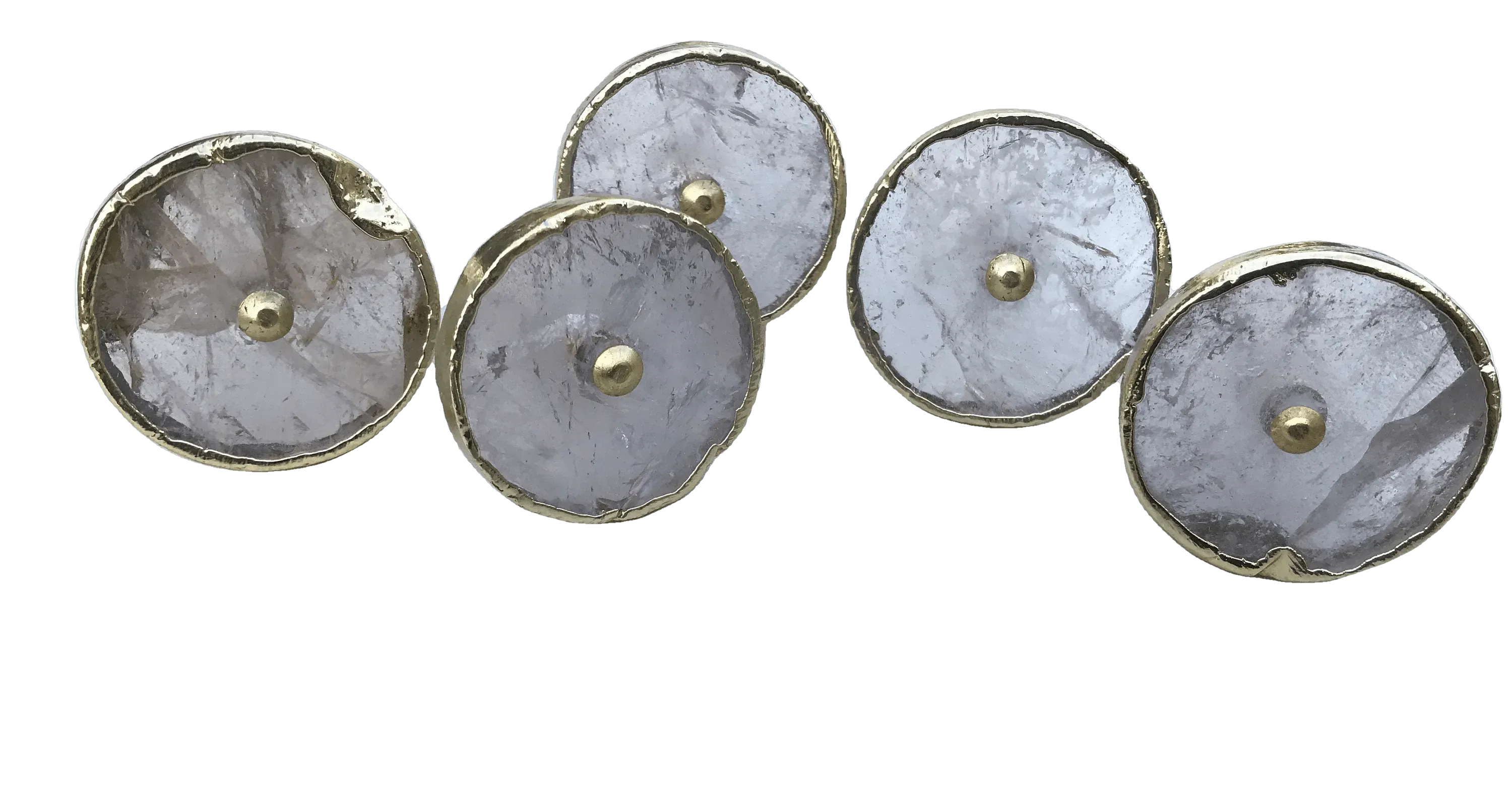 Round Clear Quartz Cabinet Door Pull Handle - Set of 6