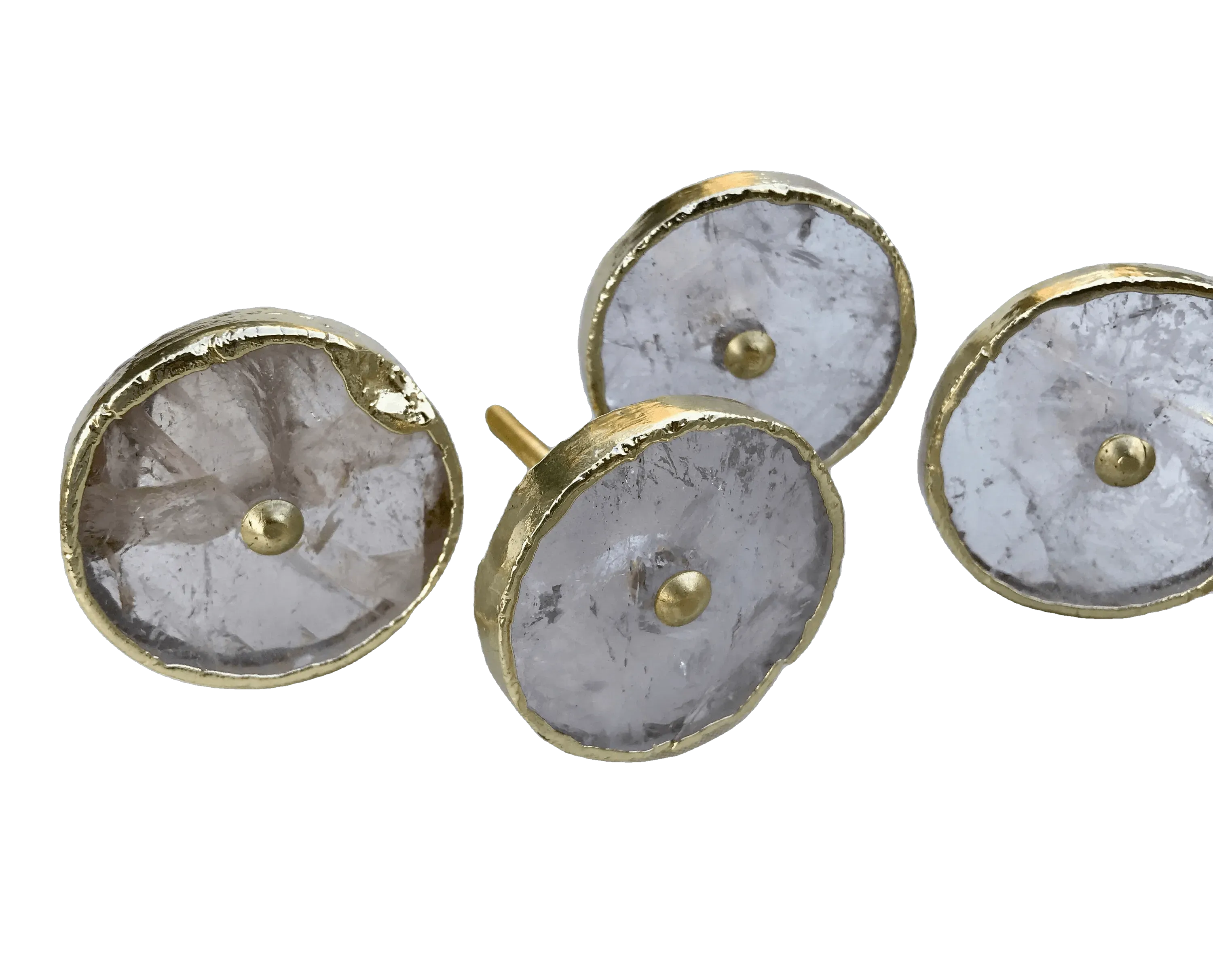 Round Clear Quartz Cabinet Door Pull Handle - Set of 6