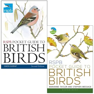 RSPB Pocket Guide to British Birds Second edition By Simon Harrap & RSPB Pocket Guide to British Birds By Marianne Taylor 2 Books Collection Set