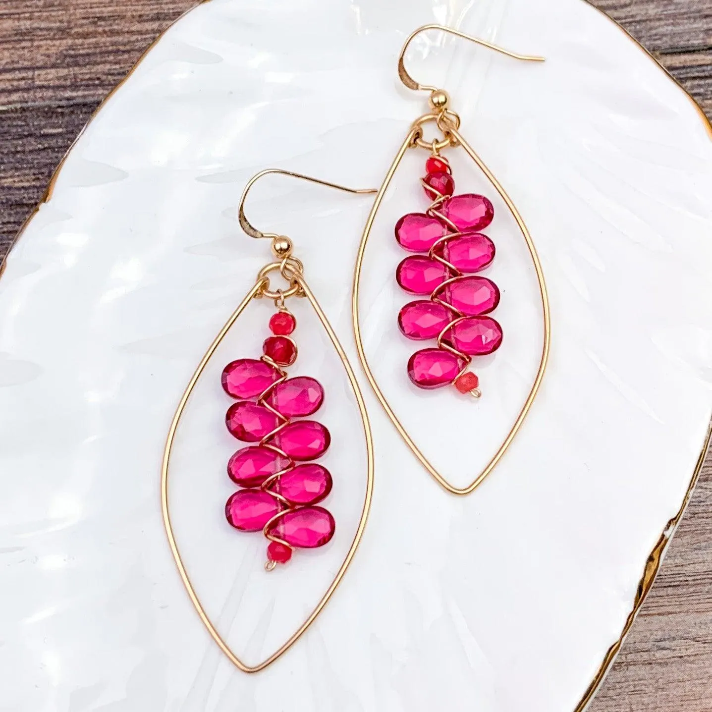 Ruby Quartz Kaleidoscope Gems Statement Hoops