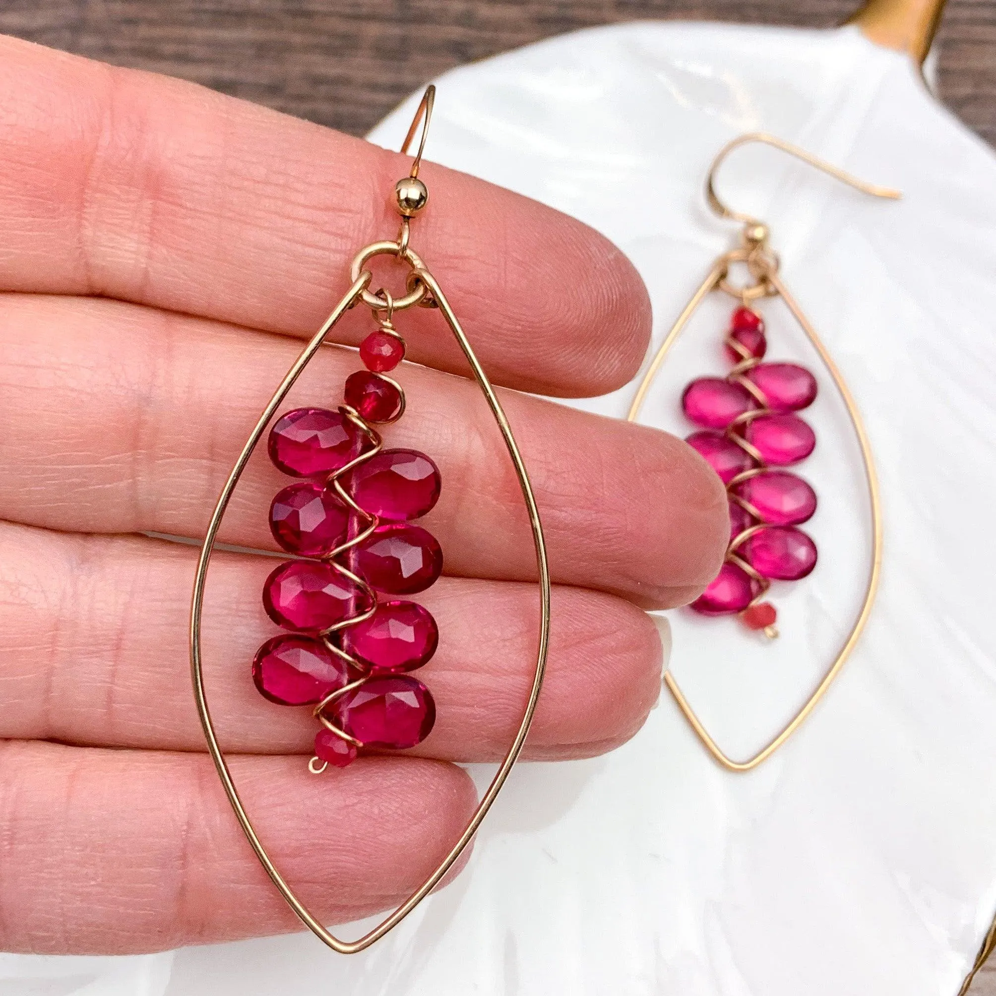 Ruby Quartz Kaleidoscope Gems Statement Hoops