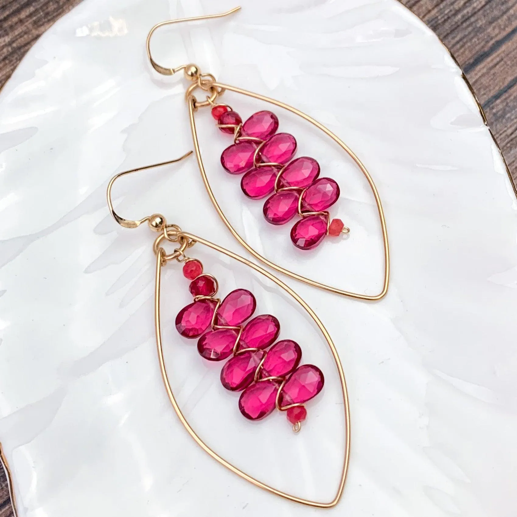 Ruby Quartz Kaleidoscope Gems Statement Hoops