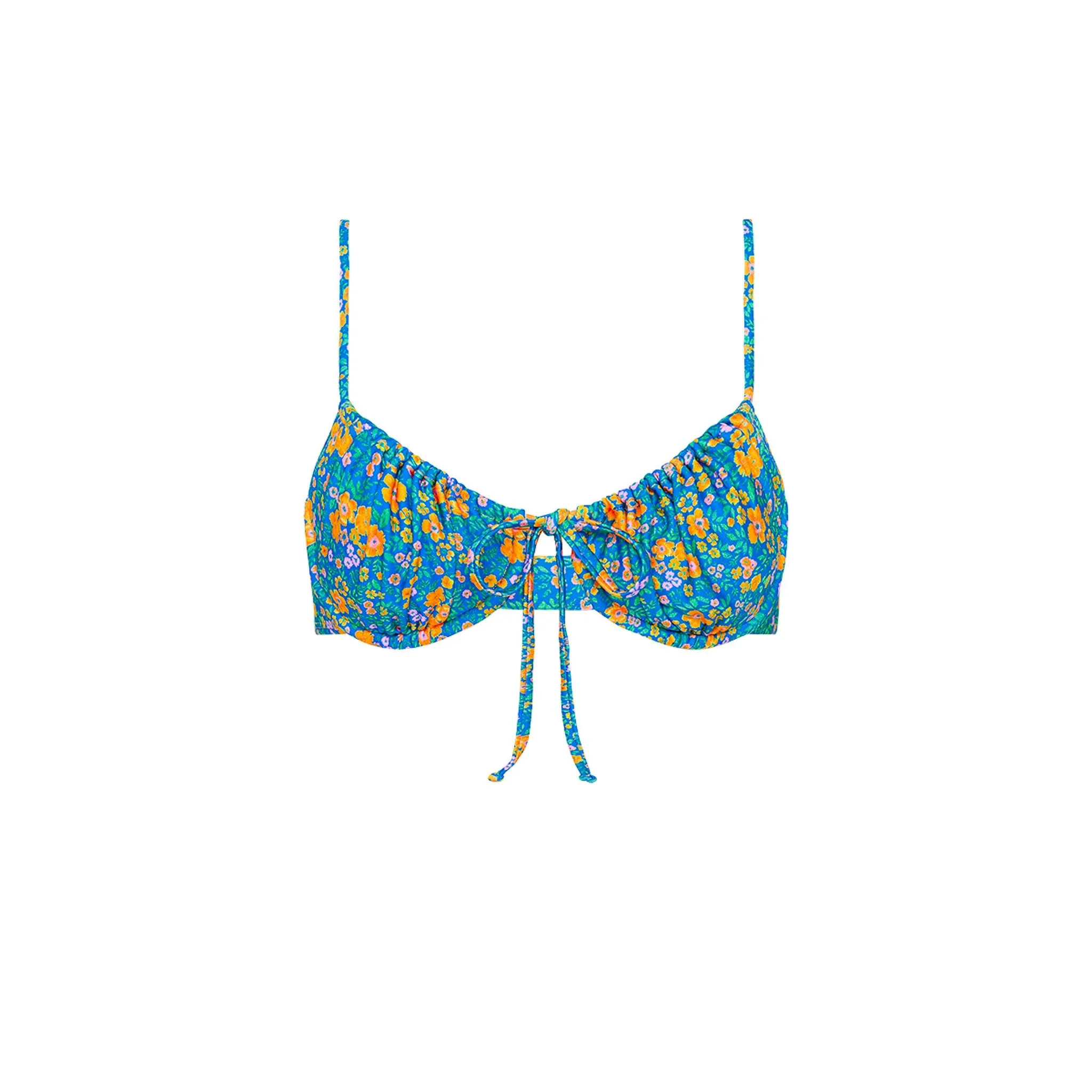 Ruched Underwire Bra Bikini Top - Ocean Potion