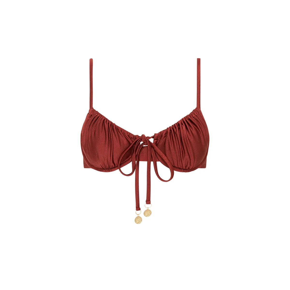 Ruched Underwire Bra Bikini Top - Sweet Cinnamon