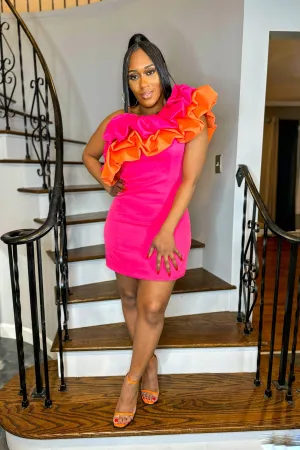 RUFFLE ONE SHOULDER MINI