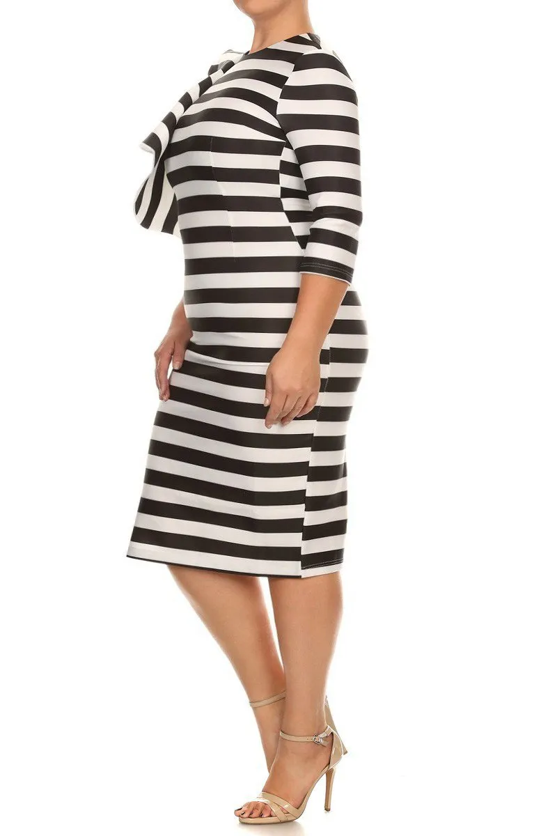 Ruffle Queen Plus Size Striped Midi Dress