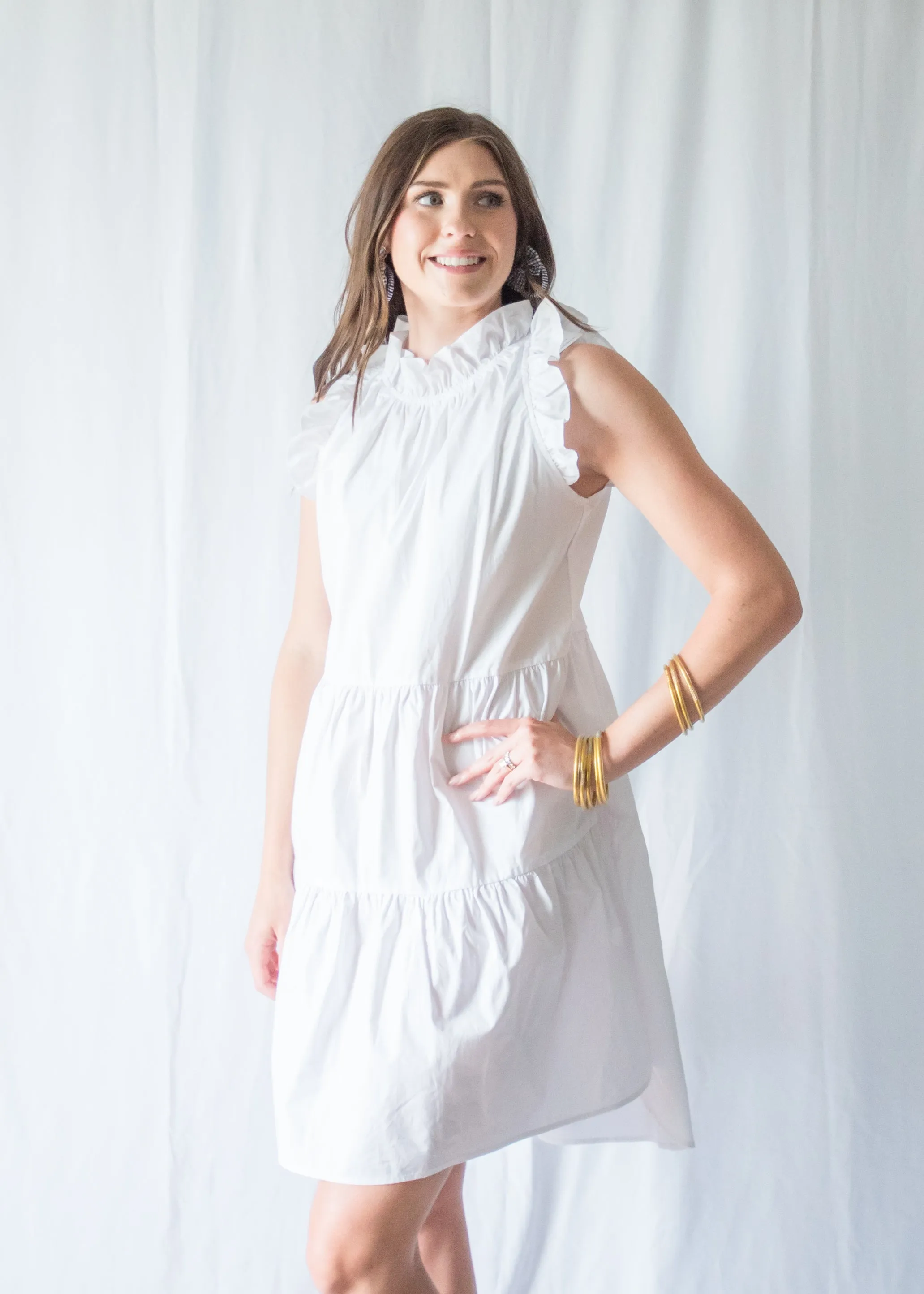 Ruffle their Feathers White Dress