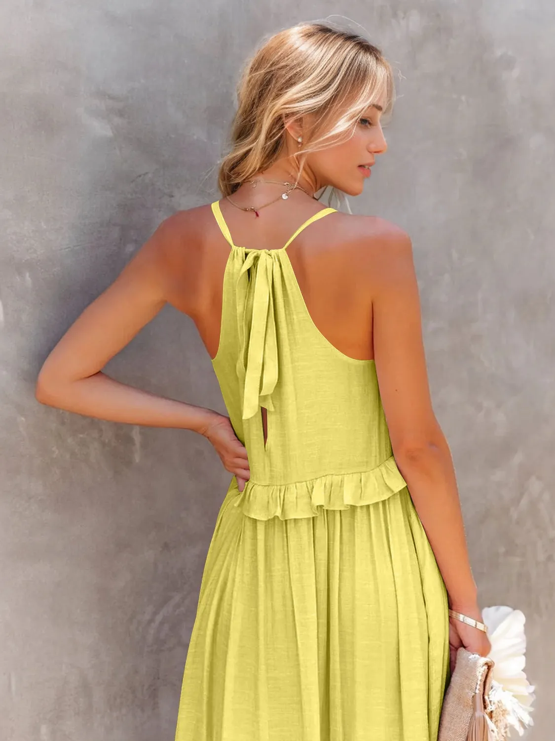 Ruffled Sleeveless Tiered Maxi Dress with Pockets (8 Colors)