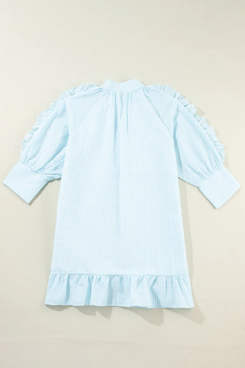 Ruffled Striped Notched Mini Dress