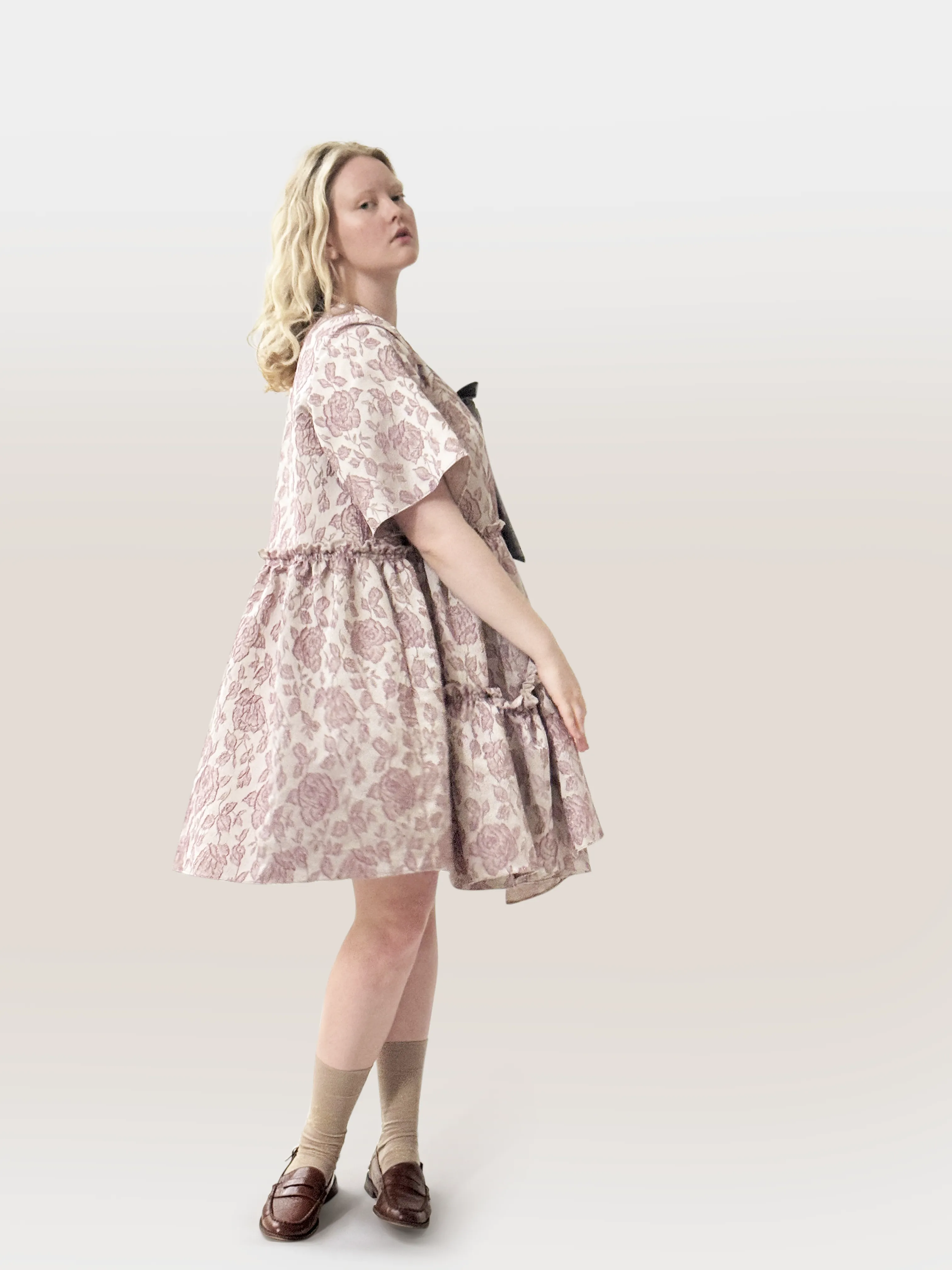 Rumah Jacquard Velvet Bow Dress