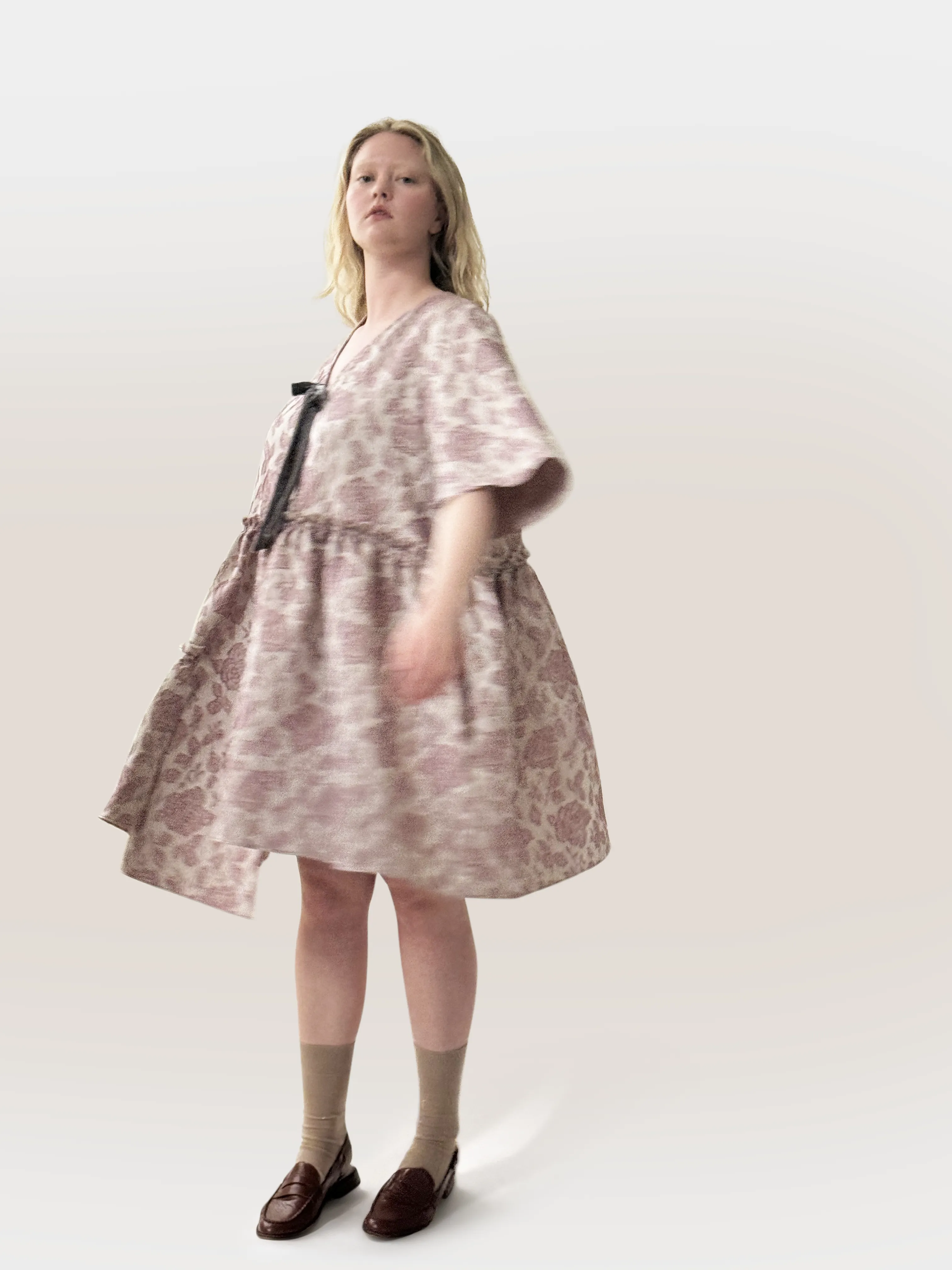 Rumah Jacquard Velvet Bow Dress