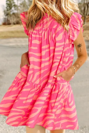 Sadie Rue Ruffled Printed Cap Sleeve Mini Dress