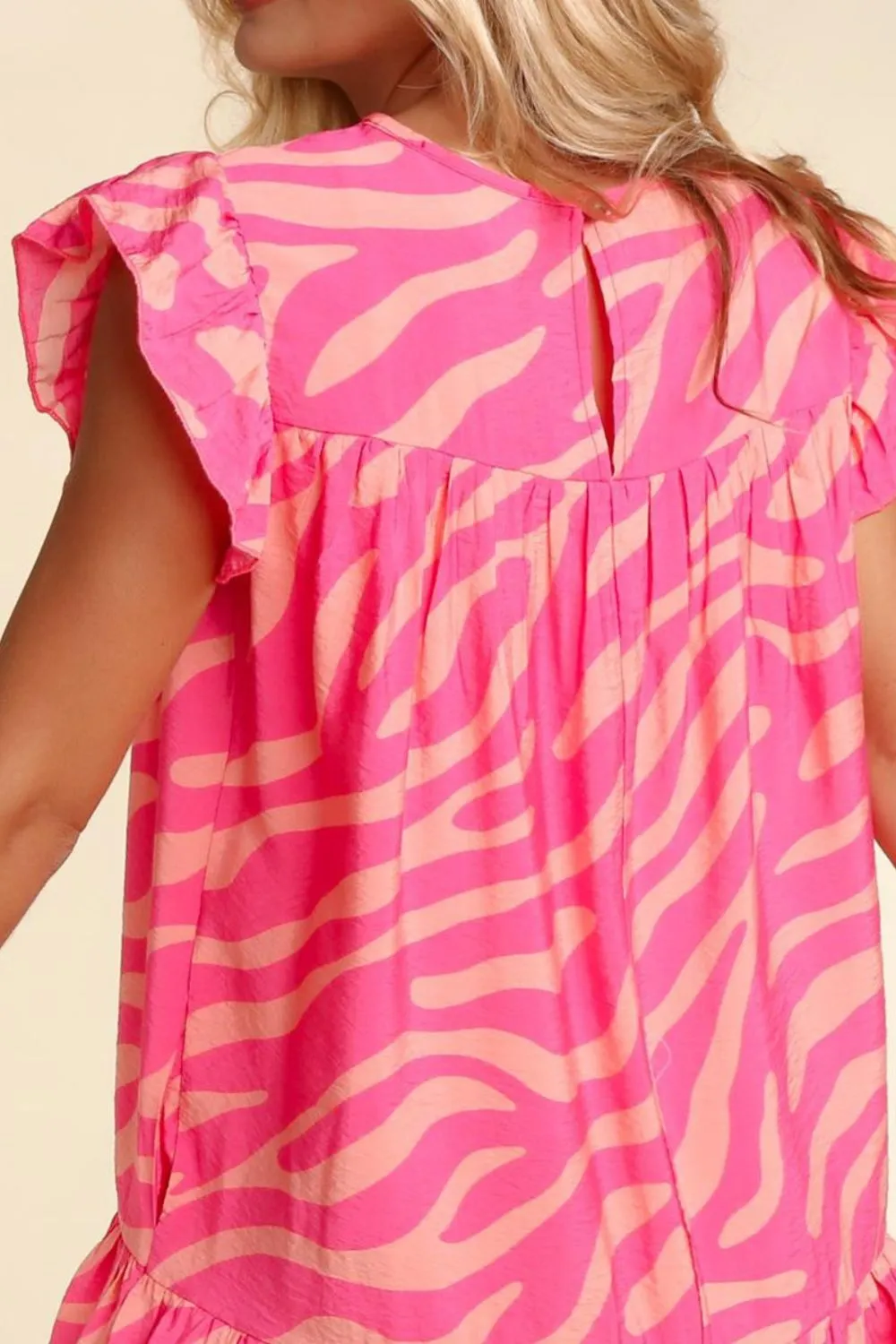 Sadie Rue Ruffled Printed Cap Sleeve Mini Dress