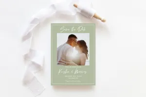 Sage Green Photo Save the Date Template