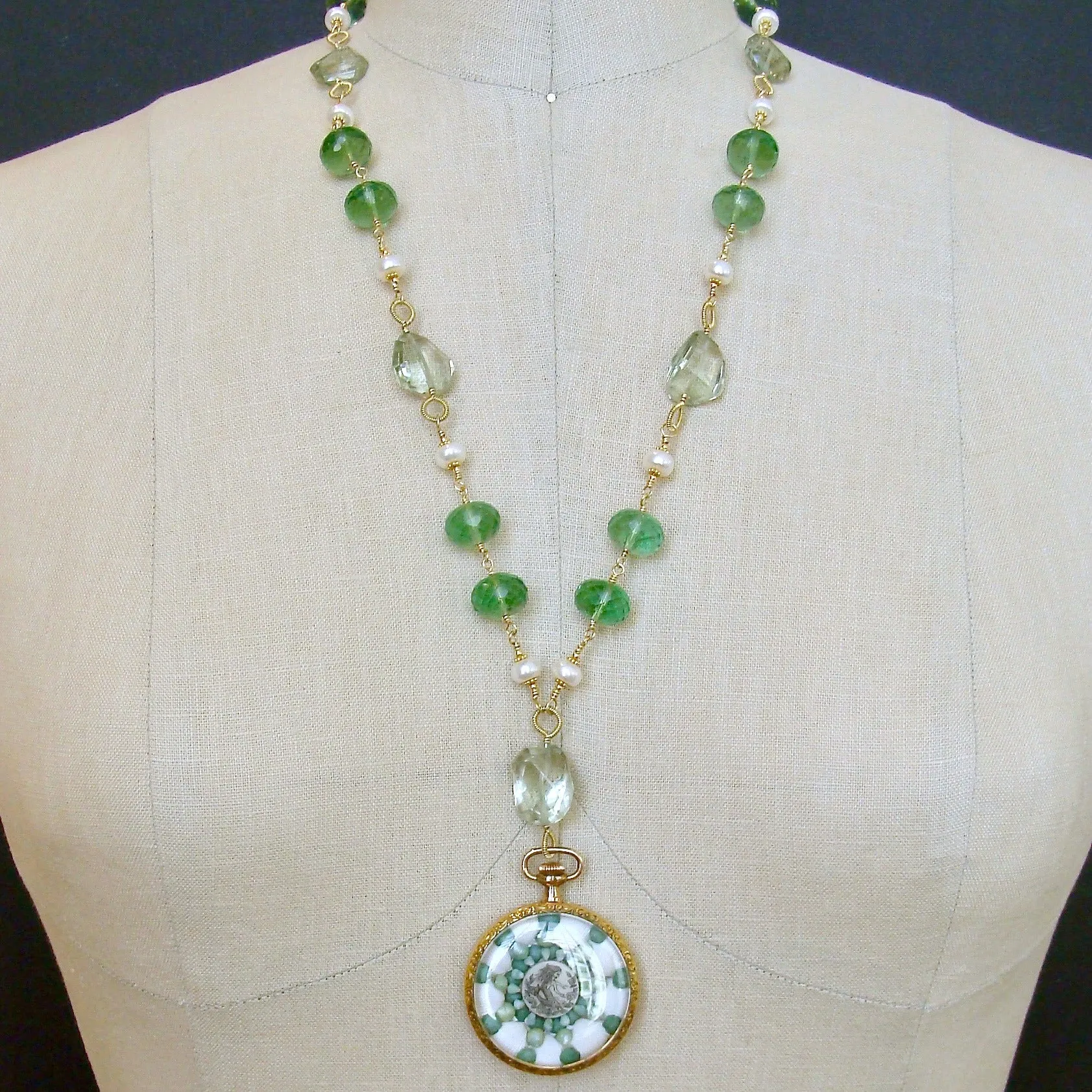 Sailors Valentine Necklace Green Fluorite Prasiolite - Genovesa Sailors Valentine Necklace