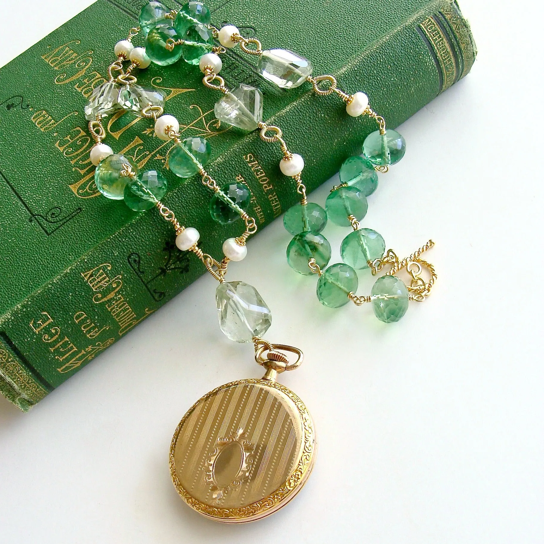 Sailors Valentine Necklace Green Fluorite Prasiolite - Genovesa Sailors Valentine Necklace