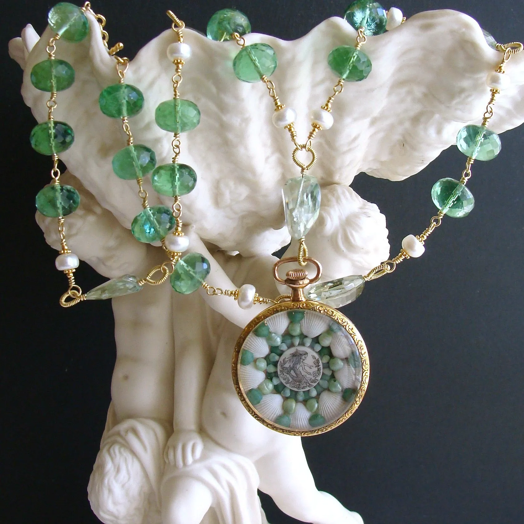 Sailors Valentine Necklace Green Fluorite Prasiolite - Genovesa Sailors Valentine Necklace